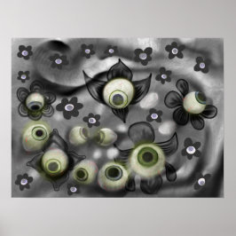 Eyeball Spöken Creepy Gothic Halloween Art Poster