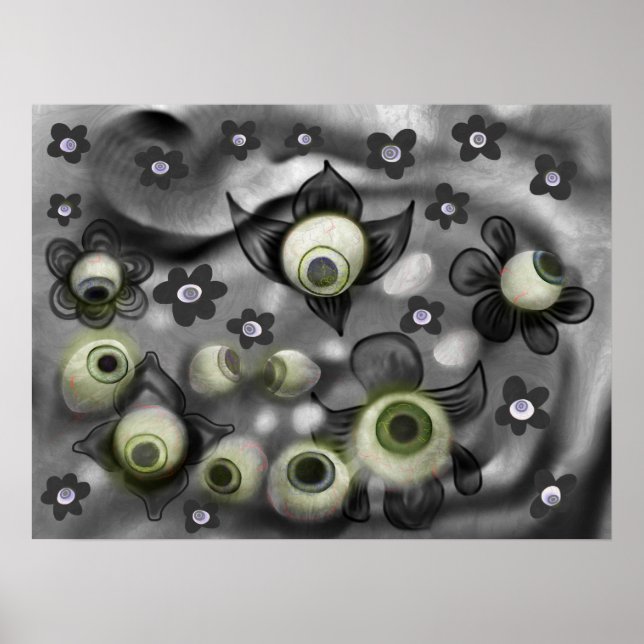 Eyeball Spöken Creepy Gothic Halloween Art Poster (Framsidan)