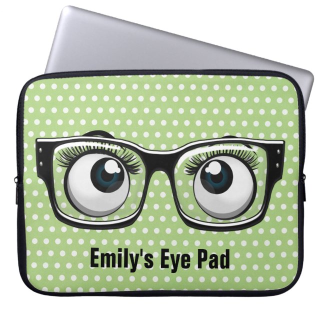 Eyebollar med Eyeglasses på Polka dots Laptop Fodral (Framsidan)
