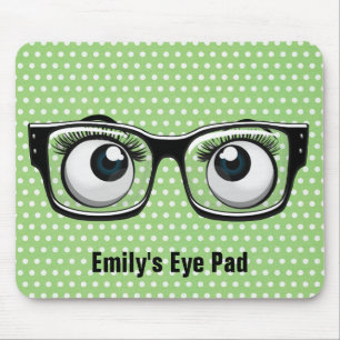 Eyebollar med Eyeglasses på Polka dots Musmatta