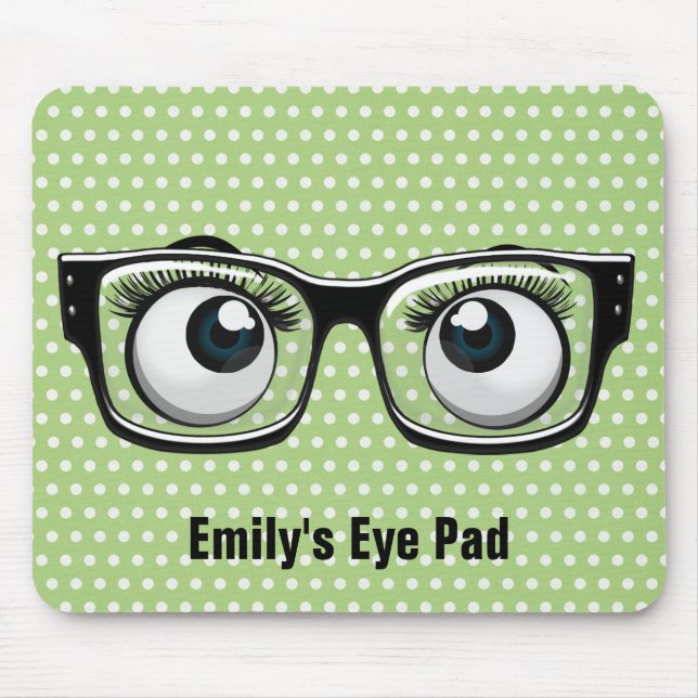 Eyebollar med Eyeglasses på Polka dots Musmatta (Framsidan)