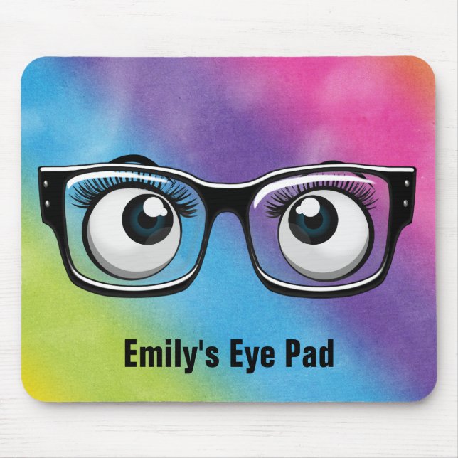 Eyebollar med Eyeglasses på regnbåge Musmatta (Framsidan)