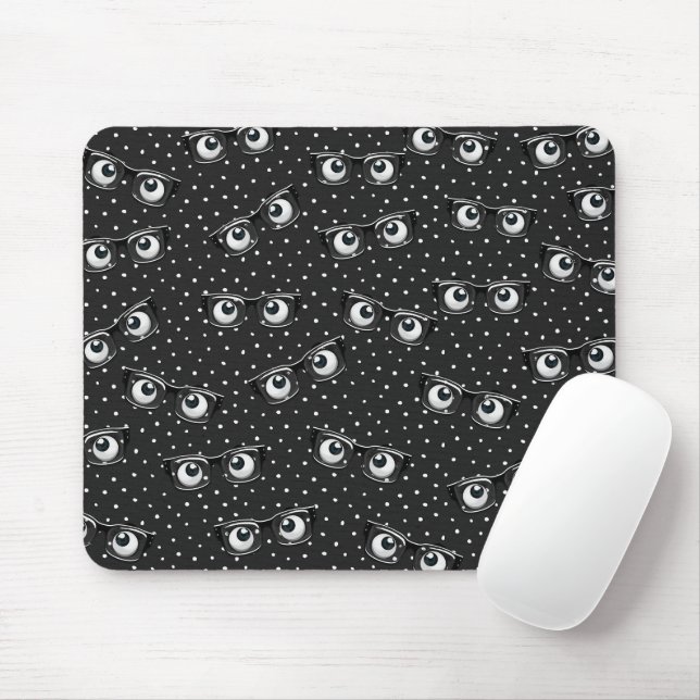 Eyebollar och glasögon på Polka dots Musmatta (Med mus)