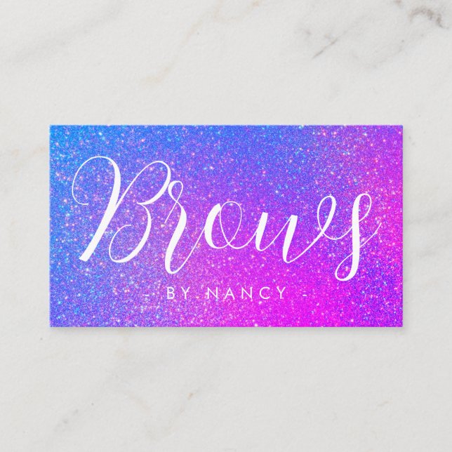 Eyebrow Artist Typography Holography Glitter Visitkort (Framsida)