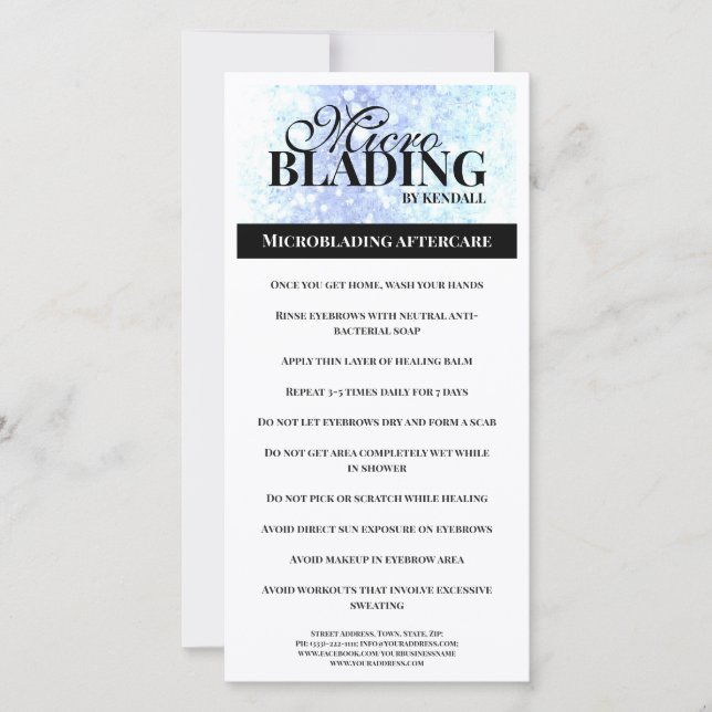 Eyebrow Eftervård Enkel svartvit instruktion Tack Kort (Framsida)