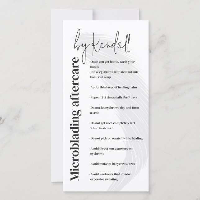 Eyebrow Eftervård - enkel vit fetstil Tack Kort (Framsida)