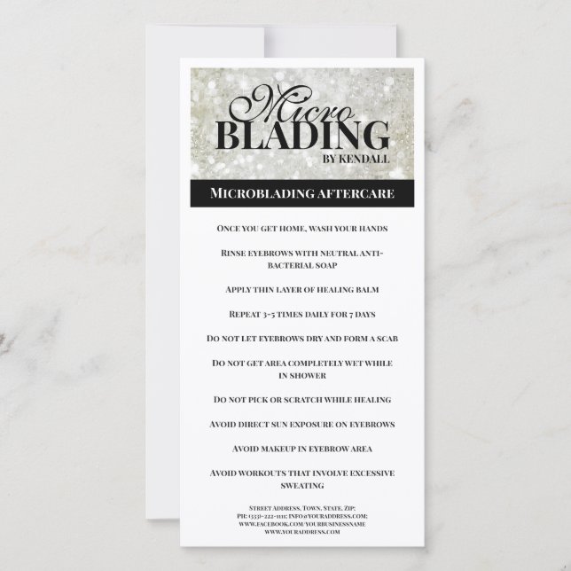 Eyebrow Eftervård Simple Black Platina Instruction Tack Kort (Framsida)