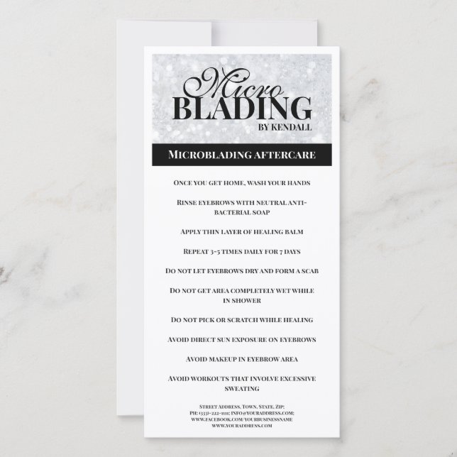 Eyebrow Eftervård Simple Black Silver Instruction Tack Kort (Framsida)