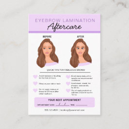 Eyebrow Lamination Aftercare Instruktioner Visitkort