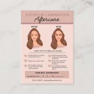 Eyebrow Lamination Aftercare Instruktioner Visitkort
