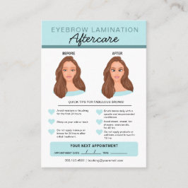 Eyebrow Lamination Aftercare Instruktioner Visitkort