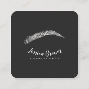 Eyebrow-lasar lyxen silver glitter elegant fyrkantigt visitkort