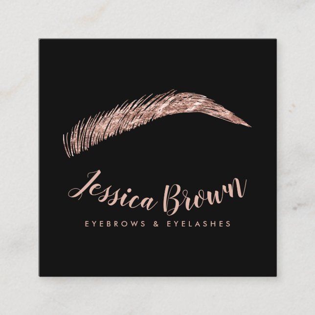 Eyebrow-lasch lyxgam ro glitter namn fyrkantigt visitkort (Framsida)