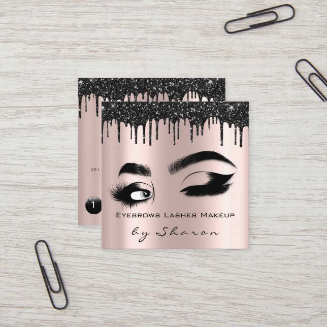 Eyebrow Lash Ro Drives 6 Slår QR Code Logotyp Fyrkantigt Visitkort (Fram/Back In Situ)