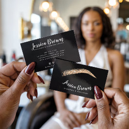 Eyebrow lash ro guld glitter namn glam visitkort