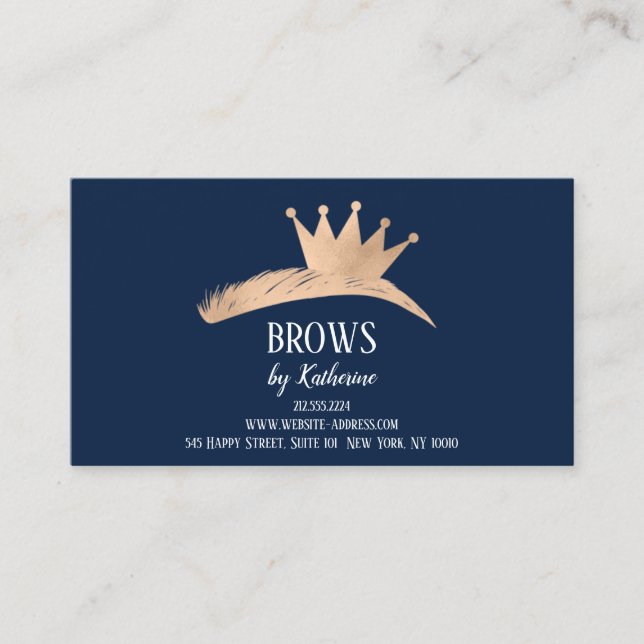 Eyebrow Micorblading Aftercare Navy Ro Visitkort (Framsida)