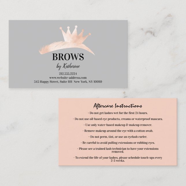 Eyebrow Micorblading Logotyp Aftercare Instruction Visitkort (Fram/baksida)