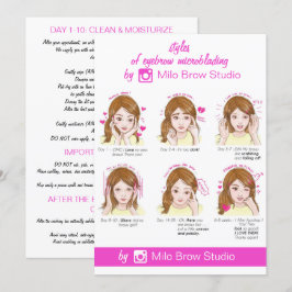 Eyebrow Microblading Aftercare Instruction Pinky Inbjudningar
