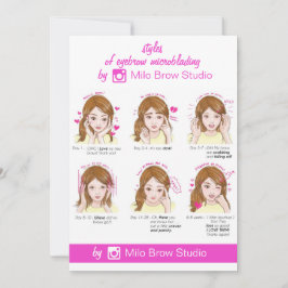 Eyebrow Microblading Aftercare Instruction Pinky Inbjudningar