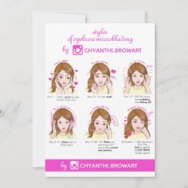 Eyebrow Microblading Aftercare Instruction Rosa Inbjudningar