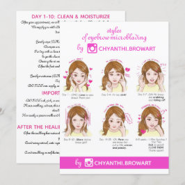 Eyebrow Microblading Aftercare Instruction Rosa Inbjudningar