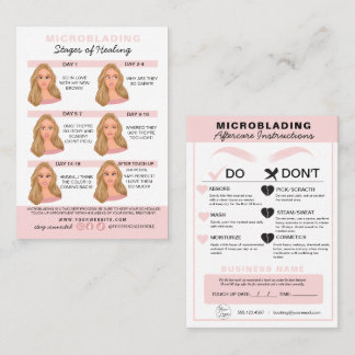 Eyebrow Microblading Aftercare Instructions Busine Visitkort