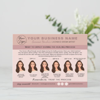 Eyebrow Microblading Aftercare Instruktionskort Inbjudningar