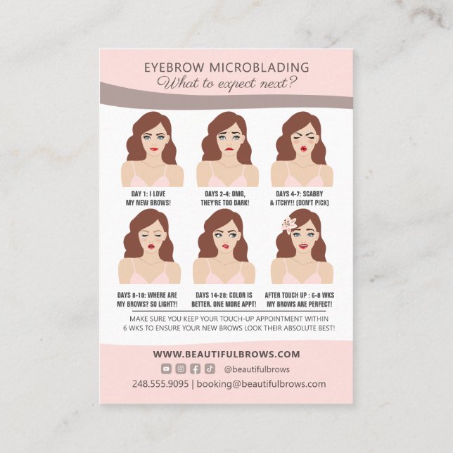 Eyebrow Microblading Aftercare & Möte Busin Visitkort (Baksida)