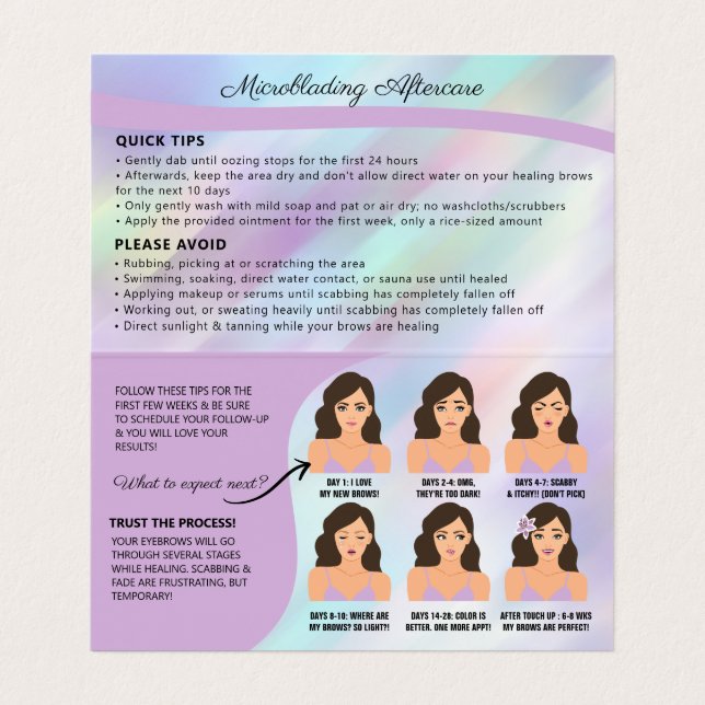 Eyebrow Microblading Brow Aftercare & Möte  Visitkort (Insida ovikt)