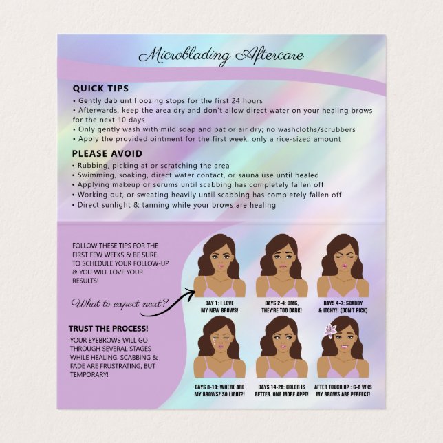 Eyebrow Microblading Brow Aftercare & Möte  Visitkort (Insida ovikt)