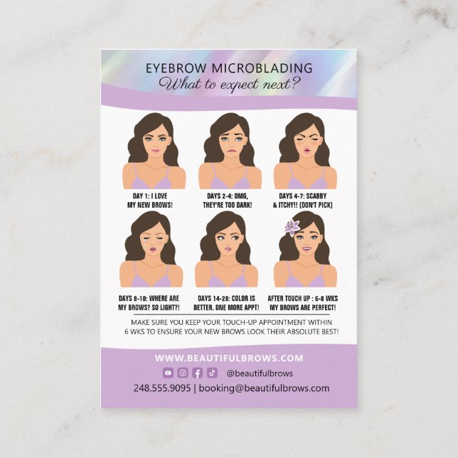 Eyebrow Microblading Brow Aftercare & Möte  Visitkort (Baksida)