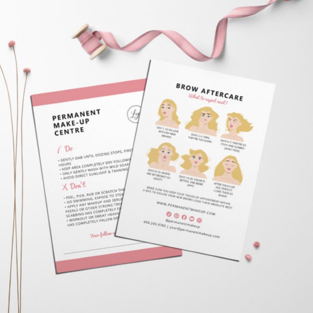 Eyebrow Permanent makeup Aftercare Instructions Visitkort (Skapare uppladdad)