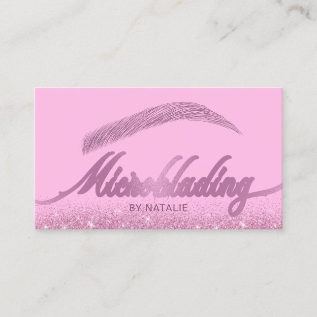 Eyebrow Salon Microblading Modern Rosa Glitter Visitkort (Framsida)
