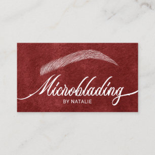 Eyebrow Salon Microblading Typography Red Velvet Visitkort