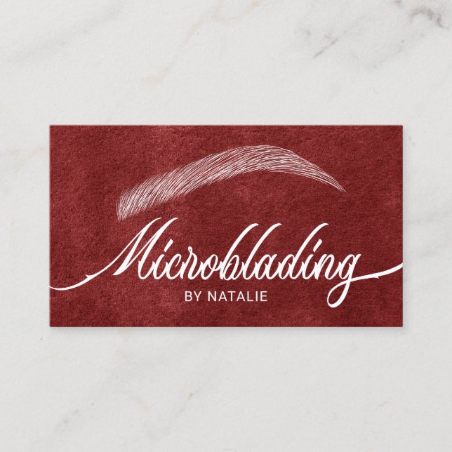 Eyebrow Salon Microblading Typography Red Velvet Visitkort (Framsida)
