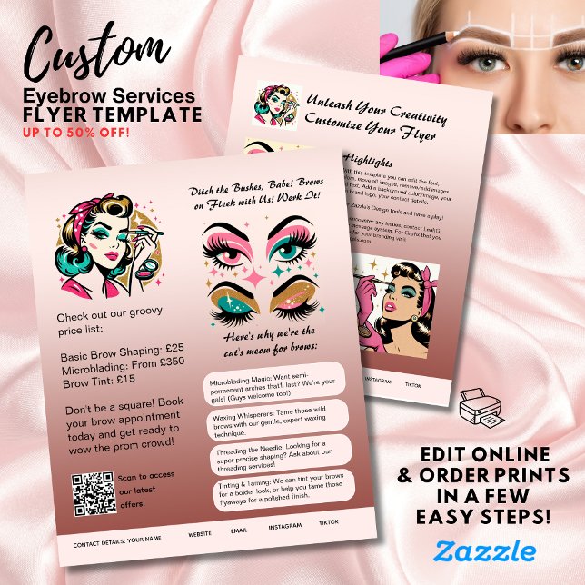⭐️ Eyebrow Shaping Flyer Template  Dusty Rosa (Skapare uppladdad)