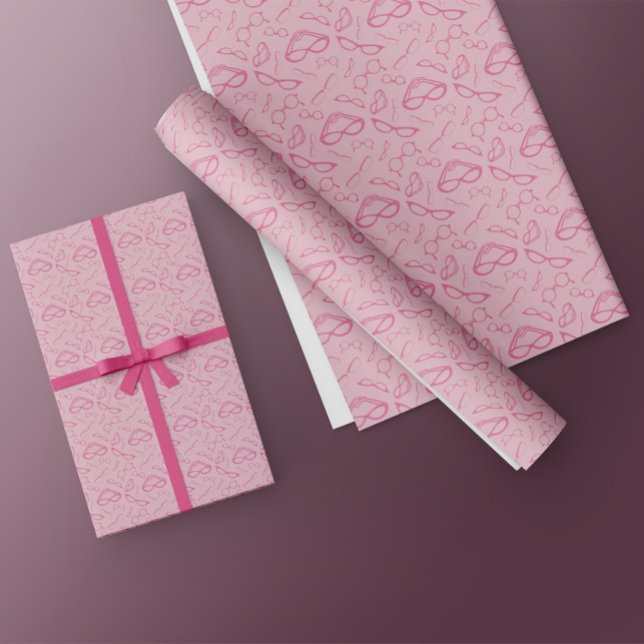 Eyeglass Eyewear Ramar Sömlös Mönster i Rosa Presentpapper (Skapare uppladdad)