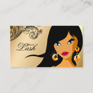 Eyelash Affärskort Guld Ethnic Woman Tan 2 Visitkort