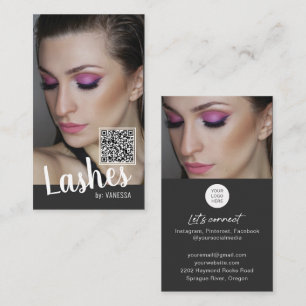 Eyelash-affärskort med QR-kod och foton Visitkort