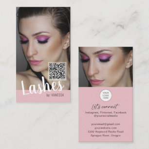 Eyelash-affärskort med QR-kod och foton Visitkort