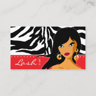 Eyelash Affärskort Zebra Woman Red Visitkort
