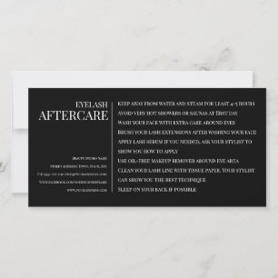 Eyelash Aftercare Instruction Black Vågrät Tack Kort
