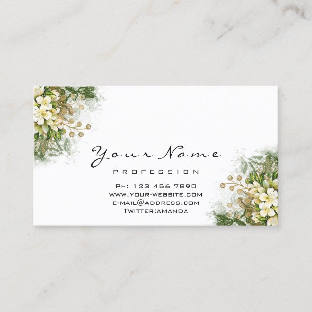 Eyelash Aftercare Instructions Blommigt Mint Grönt Visitkort (Framsida)