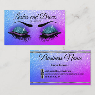 Eyelash and Brows - Colorful Glitter Business Ca Visitkort