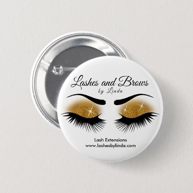 Eyelash and Brows - Guld Knapp (Framsida & baksida)