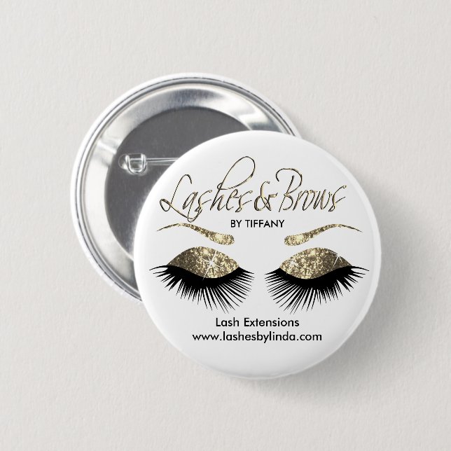 Eyelash and Brows - Guld Knapp (Framsida & baksida)