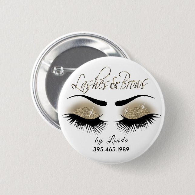 Eyelash and Brows - Light Guld Knapp (Framsida & baksida)