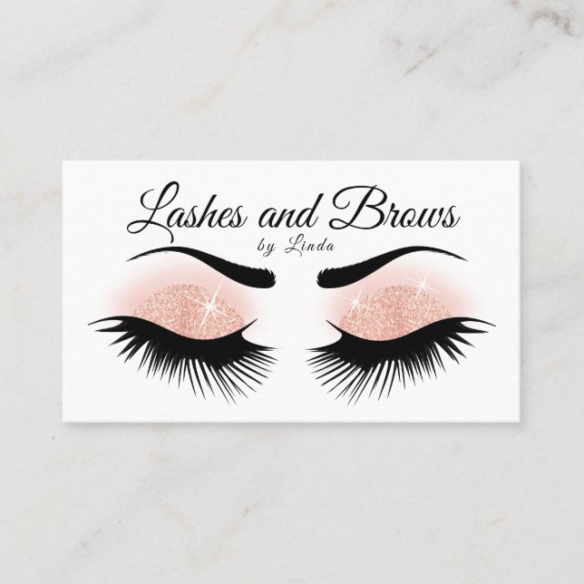 Eyelash and Brows - Peach Ro Glitter Visitkort (Framsida)