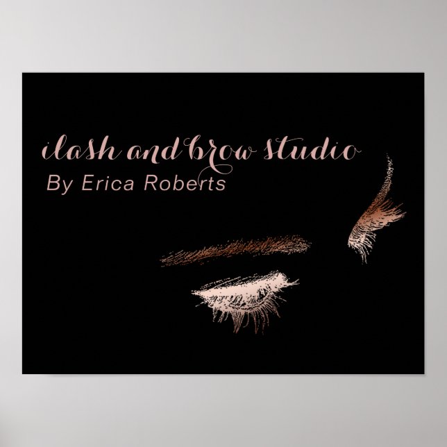 Eyelash & Brow Makeup Artist Ro Gold Foil Salon Poster (Framsidan)