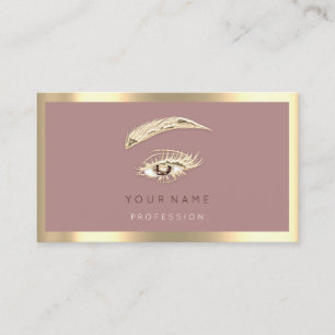 Eyelash Brow Makeup Logotyp Qr Code Ro Guld Ram Visitkort
